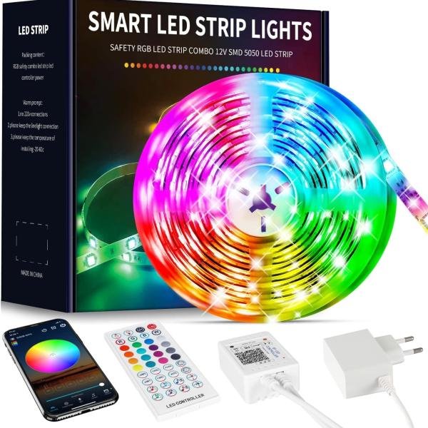 Beaeet Led Ribbon 10M, Led Strip 5050 RGB, Flexible Multicolor Led Ribbon Light with 40-Touch Remote Control, used for bedroom home decoration (1x10M)